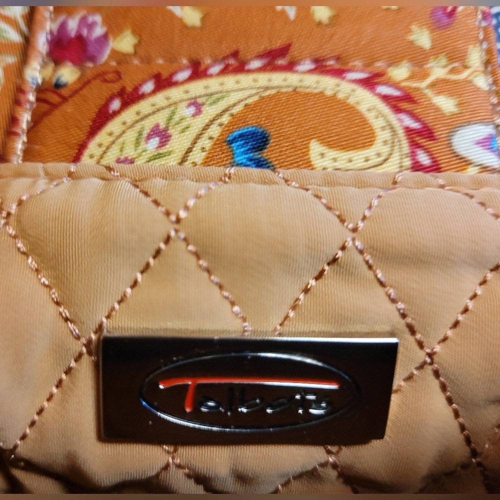 Vintage Talbots Orange Paisley handbag ,beaded ,tortoise Handles - Picture 7 of 11